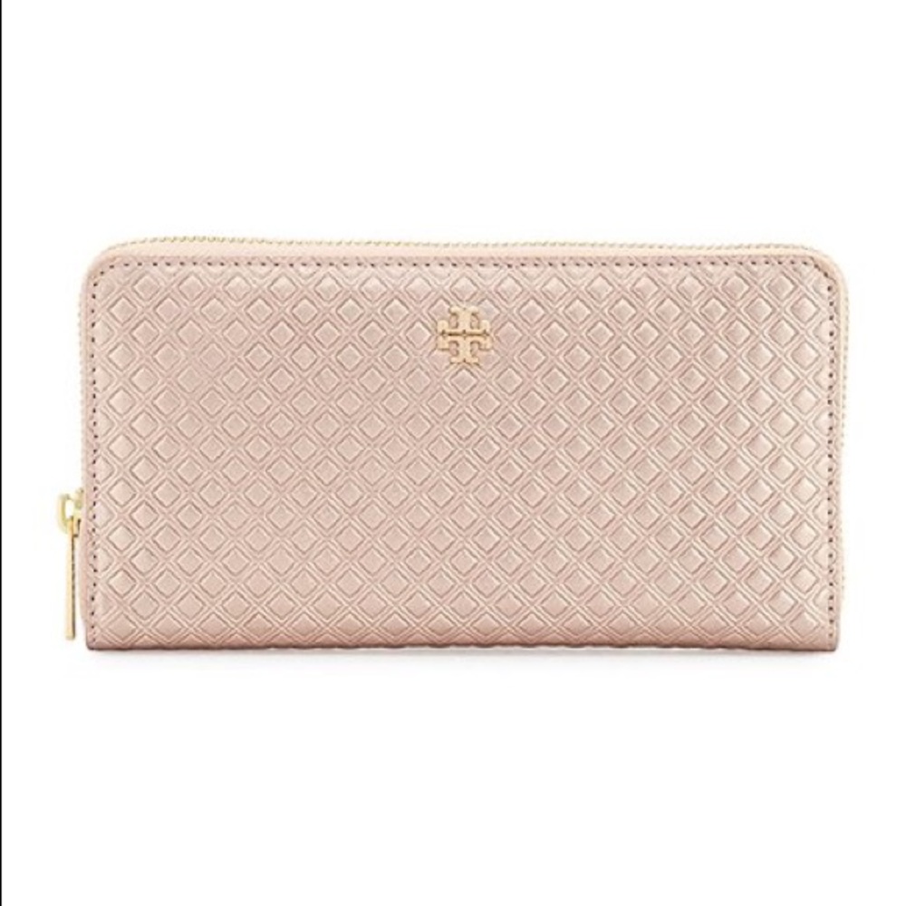Tory Burch Marion Embossed Rose Gold Wallet